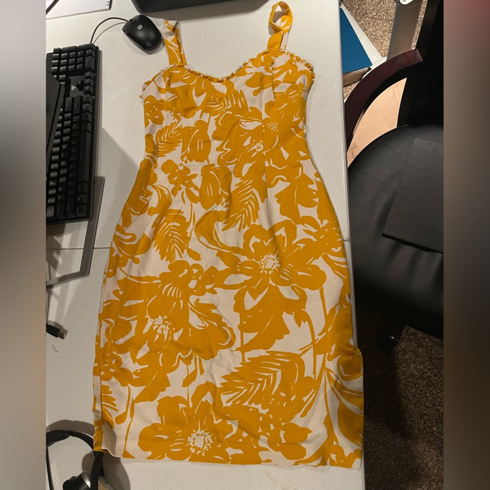 Trina Turk Orange and White Spaghetti Strap Sundress